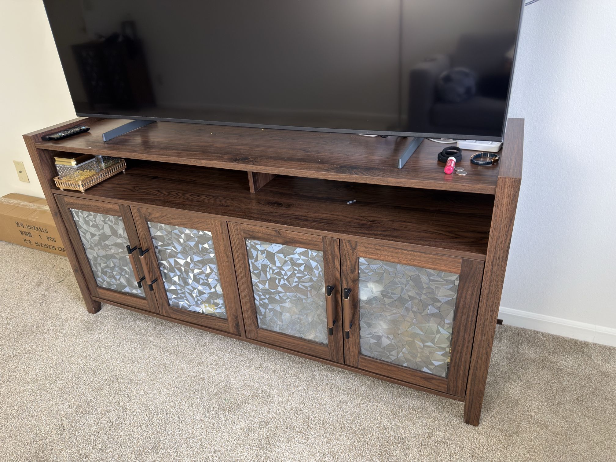 Better Homes & Gardens Reading Refined Farmhouse TV Stand for TVs up to 65", Walnut Finish