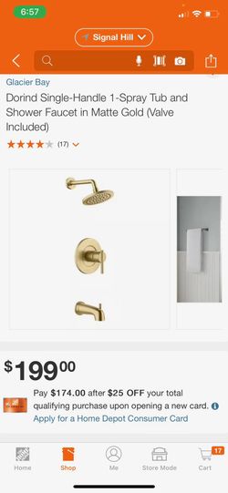 Glacier bay Matte gold Tub And shower Faucet Set