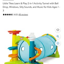 Little Tikes Learn & Play 2-in-1 Activity Tunnel with Ball Drop, Windows, Silly Sounds, and Music for Kids Ages 1 - 3 