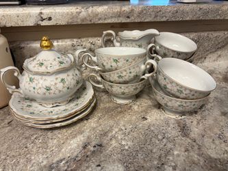 Porcelain Tea Set with Floral Pattern