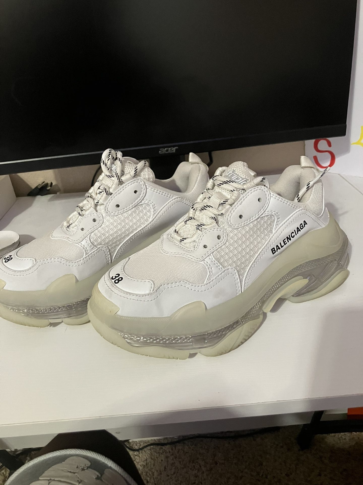 Balenciaga Triple S Clear Sole Sneaker in white