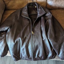 Like New Preston And York Mens Authentic Leather Jacket Size large