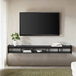 New Minimalist Large 70" Black Floating TV Stand or Wall Display Shelf