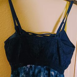 Junior Ladies Large Sleeveless Lace Cup Bra Tank Blue  Blouse 