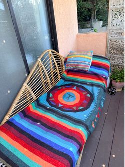 Bamboo chaise lounge and table set
