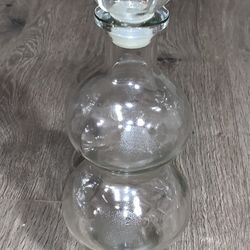 Vintage Clear Glass Double Bubble Genie Bottle Decanter w/Twisted Stopper