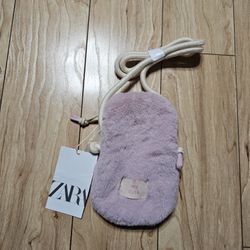 Zara FAUX FUR Rope Strap Shoulder Purse Crossbody Bag Pouch Baby Pink Very Cute Super Soft Plush Winter Vibes