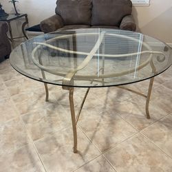 Glass Top Dining Table with metal base