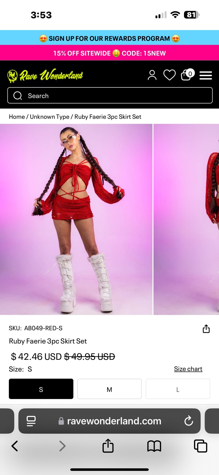 Ruby Faerie 3pc Skirt Set