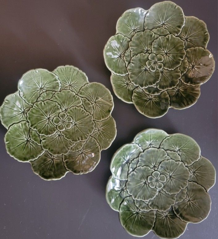 3 Vintage Geranium Leaf Plates
