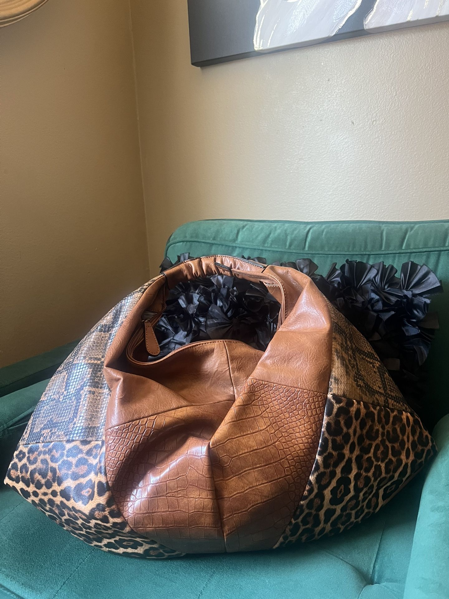 Animal Print Fashion Handbag Hobo Style Extra Large