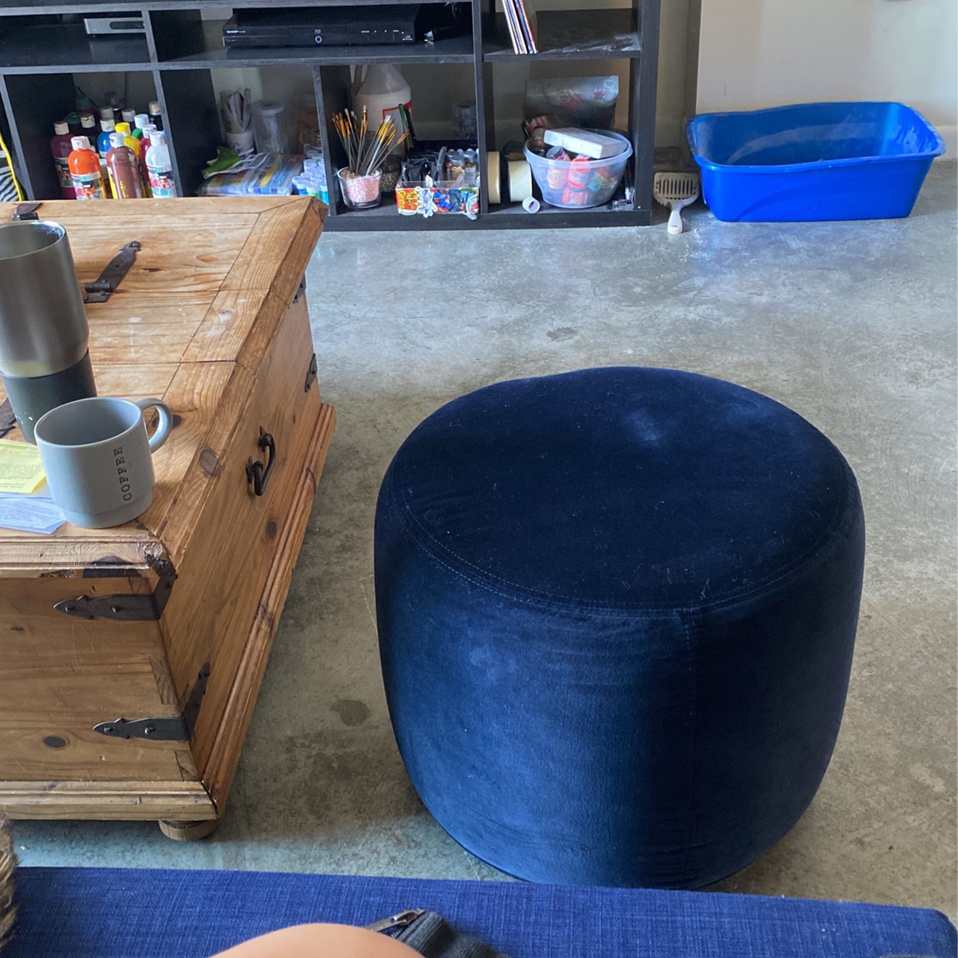 small blue cushion seat 
