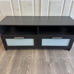 Modern IKEA TV Stand – 2 Drawers | Open Shelves | Black Finish