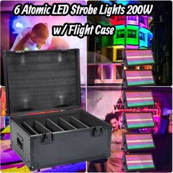 6 Atomic LED Strobe Lights 200W w/ Flight Case