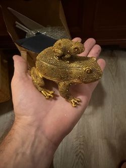 Vintage Bombay Company Brass Frog Desk Set