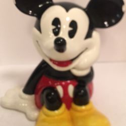 Treasure craft Disney Mickey Mouse Sitting down Cookie Jar, made in Mexico, 12”Tall, Note* has two small chips on each ear (reason for lower asking pr
