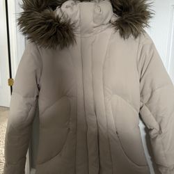 Calvin Klein Womens Puffer Jacket With Fur Hood