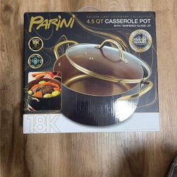 Parini 4.5qt Casserole Pot W/ Tempered Glass Lid NEW