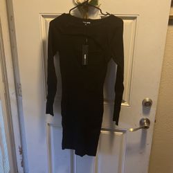 Fashion Nova Black Stretchy Body-Con Long Sleeve Dress XL