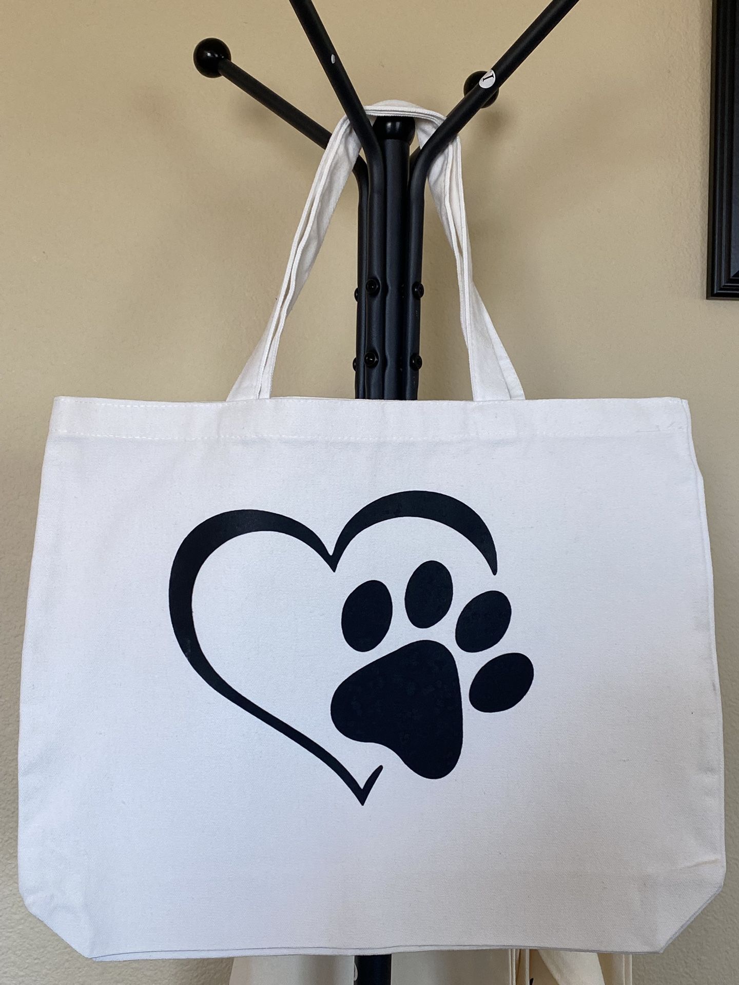 Canvas Tote Bag New Heart And Dog Paw