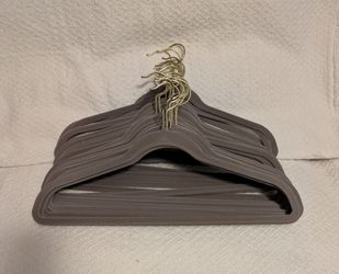 Joy Mangano Velvet Non Slip Clothes Hangers Gray with Gold Hooks Set 23