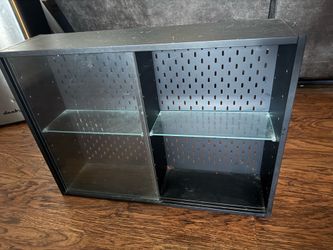 IKEA Wall Cabinet with Sliding Glass Doors – Black