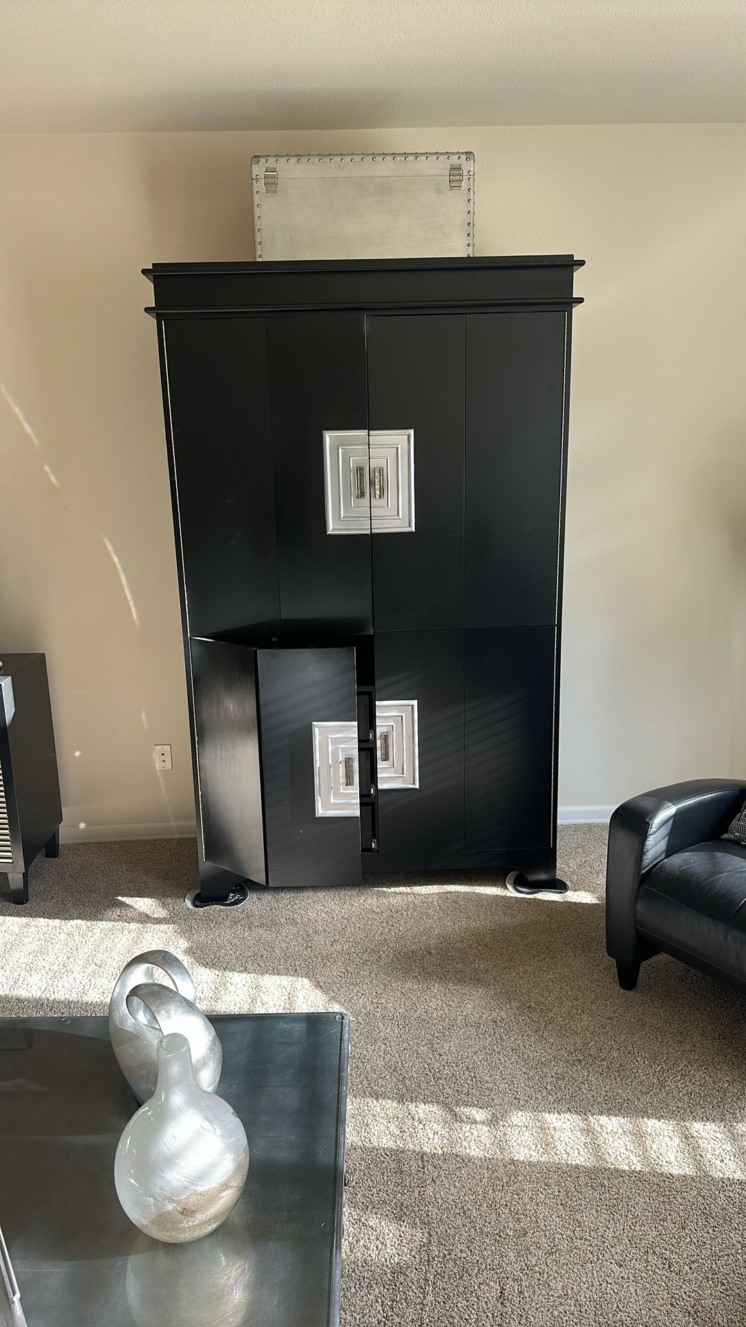 TV Armoire Black/Silver