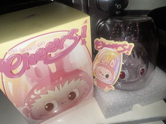 Labubu Cheers Pink Glass Cup 