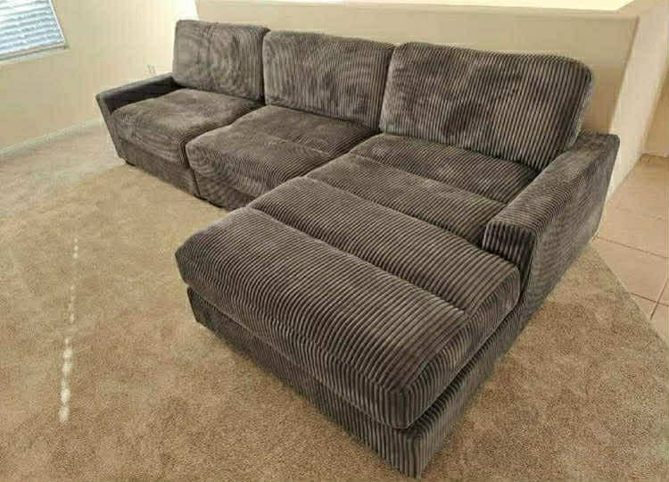 New 127x66 Gray Corduroy Sectional Couch / Free Delivery