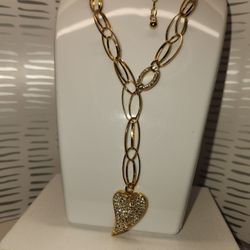 #1983, CHARLES NOBEL VTG, CUBIC ZIRCONIA,  RARE 2 SIDES HEART PENDANT.
