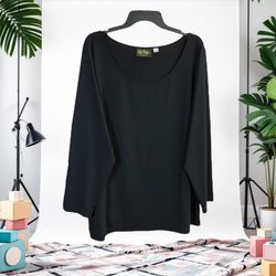 Bob Mackie Long Black Polyester & Spandex Shirt Women Size 3X