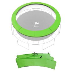 Universal 12/14/15FT Trampoline Replacement Safety Pad, Waterproof Surround Spring Foam Cover for Round Frame  Color 12FT PAD GREEN Material
