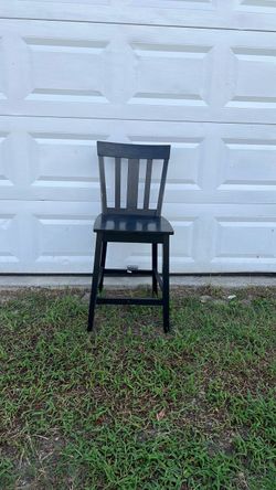 Black Wood Bar Stool with Back