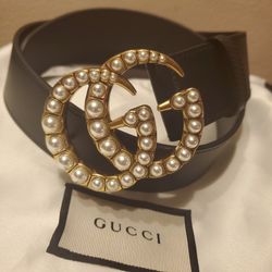 New Gucci Pearl 1.5 Inch Belt Size 90 Cm 6/8 Dress
