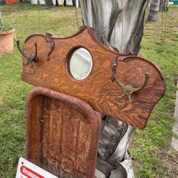 Solid Oak Vintage Hat Rack