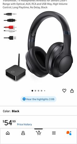 ROSIDA Wireless Headphones for TV Watching with Transmitter, TV Headphones Wireless for Seniors 295FT Range with Optical, AUX, RCA and USB Way, High V
