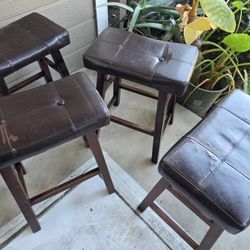 4 Brown Bar Stools 