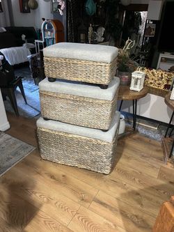 Beautiful set of wicker storage benches