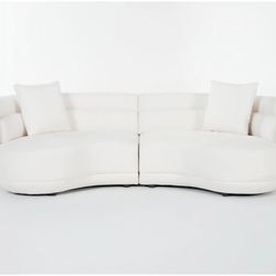 Formosa White Fabric 103" 2 Piece Curved Sofa