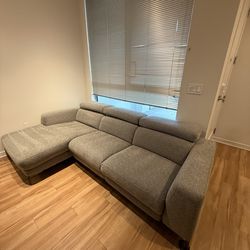Grey Reclining Sofa with USB port