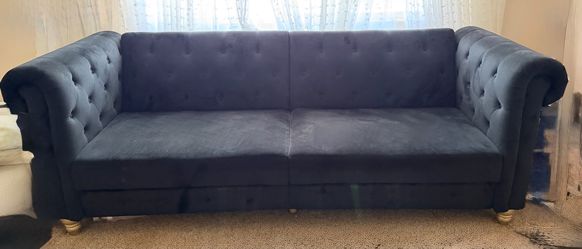 Sofa Futon in Black Velvet
