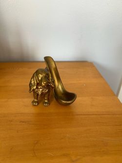Antique Brass Pipe Holder Dog