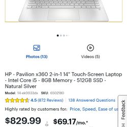 BNIB HP Pavilion X360 14" 2/1 Laptop 