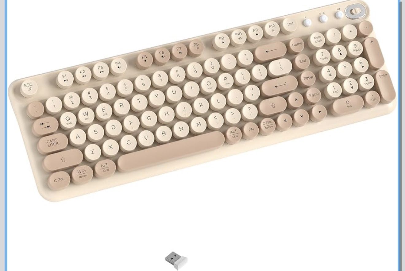 Wireless Bluetooth Keyboard - Full Size Retro