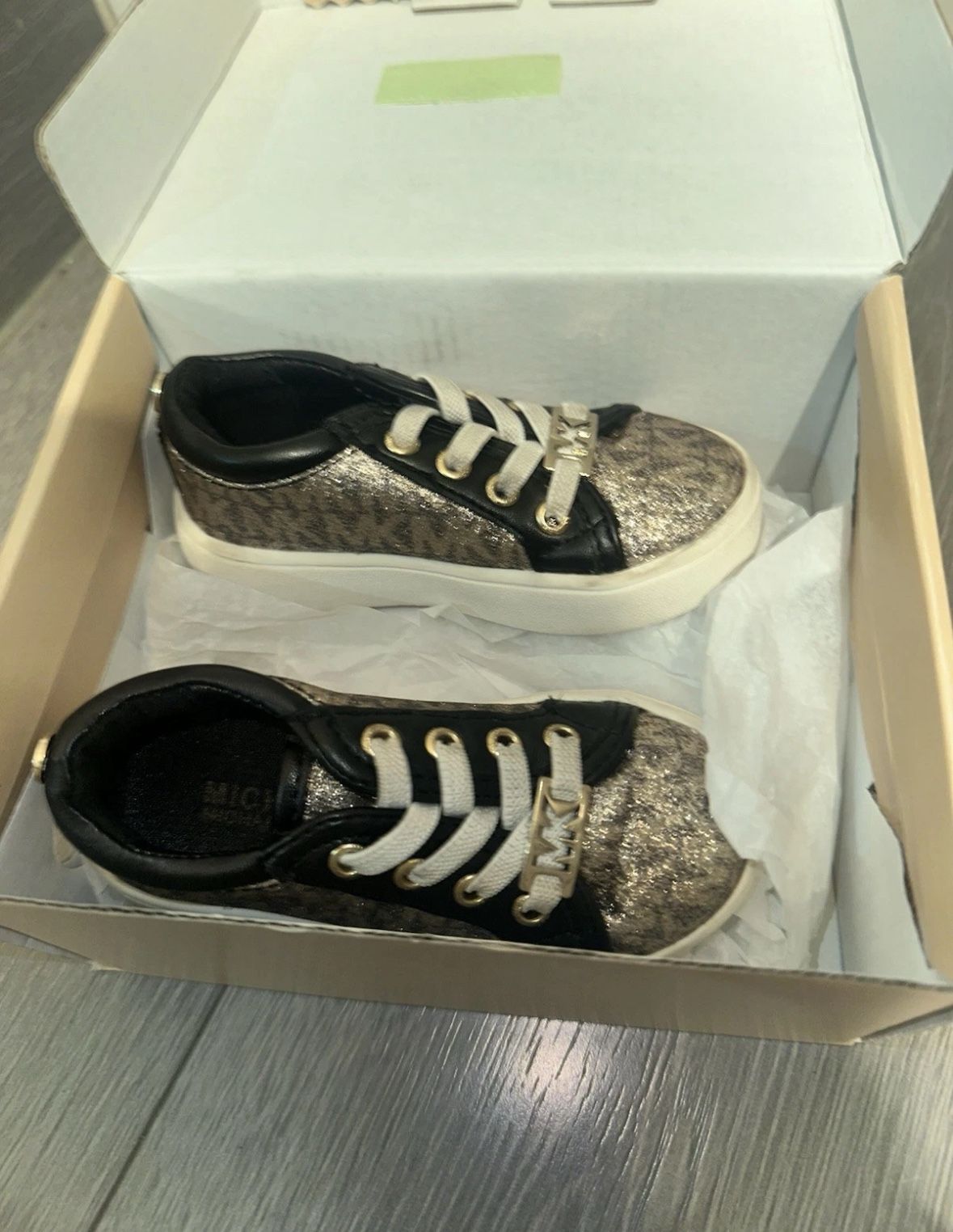 Michael Kors Shoes Size 5 JEM miracle shimmer toddler black Gold leopard NEW