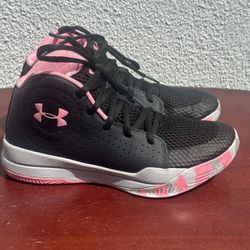 Under Armour UA Jet '21 Mid Basketball Shoes, Sneakers, Black Pink, Youth 4.5y