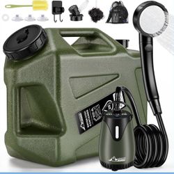 Portable Shower for Camping with 5-Gallon Water Jug, 6000mAh Rechargeable Outdoor Camping Shower Kit, IPX7 Waterproof Pump, Easy to Store for Hiking, 