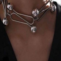 Decorative Metal Necklace Punk Style Futuristic Jewelry Unique Design  