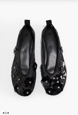 Appliquéd Mesh Ballet Flats