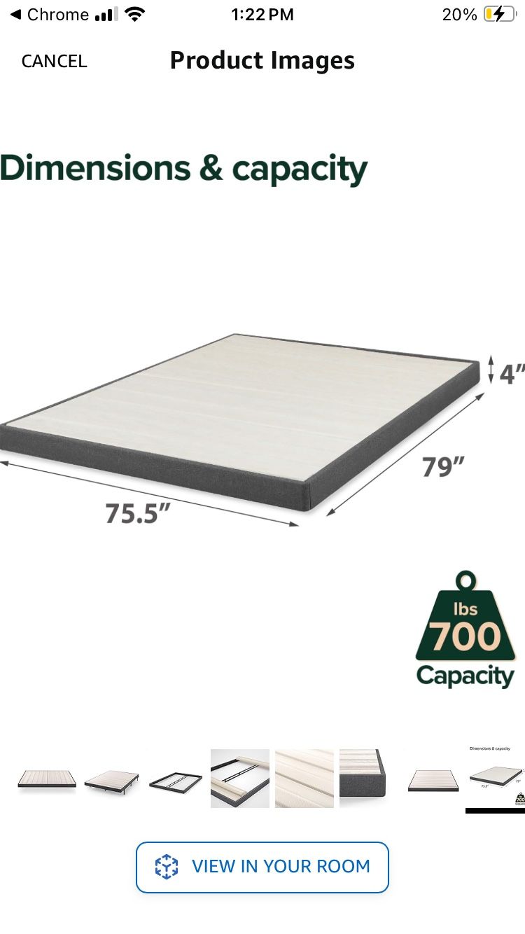 ZINUS Metal and Wood Box Spring King Size, 4 Inch Mattress Foundation for Sale in Vallejo, CA